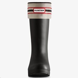 Hunter Logo Striped Fold-Over Short Boot Sock